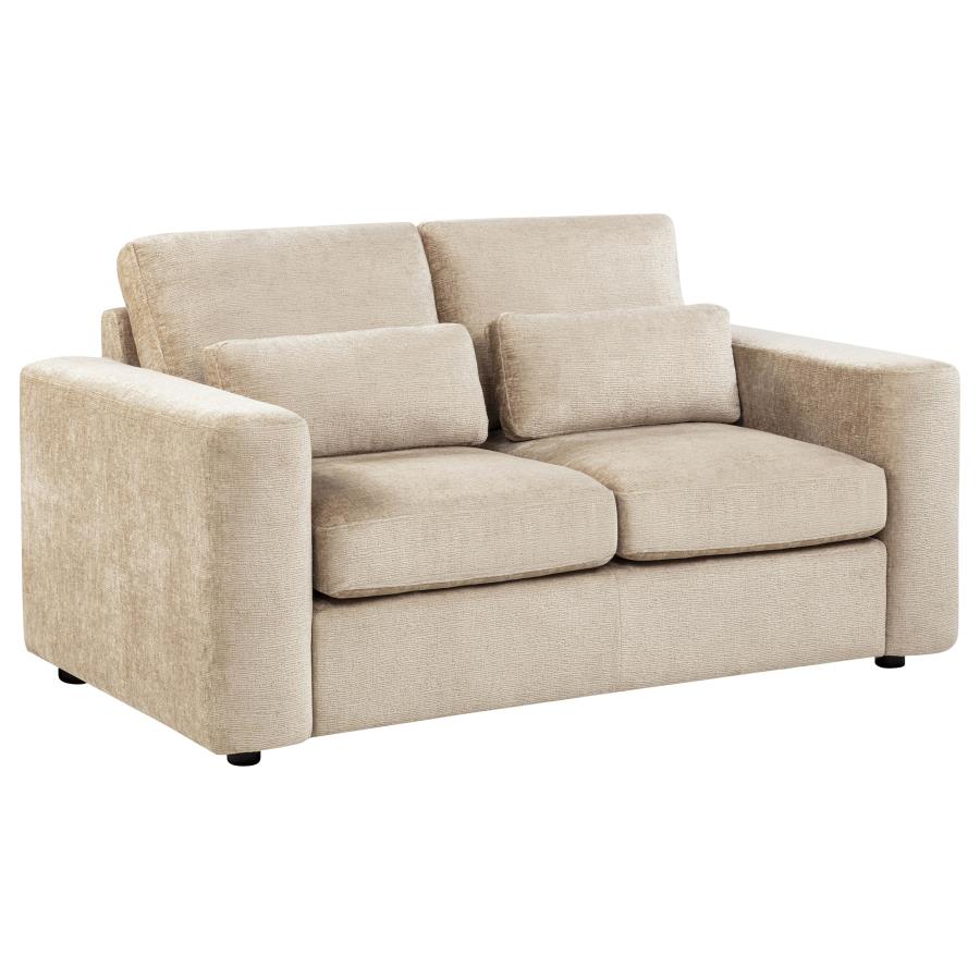 Coaster Amador 2-Pc Camel Chenille Fabric Sofa and Love Seat Set with Track Arms – 511231-S2