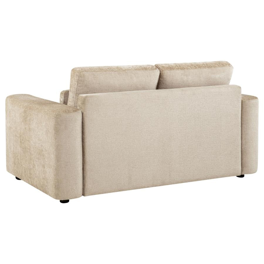 Coaster Amador 2-Pc Camel Chenille Fabric Sofa and Love Seat Set with Track Arms – 511231-S2