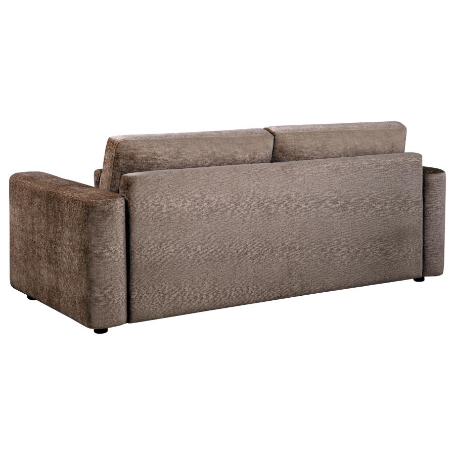 Coaster Amador 2-Pc Chocolate Chenille Fabric Sofa and Love Seat Set with Track Arms – 511234-S2
