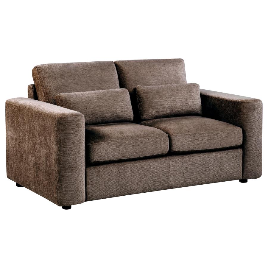 Coaster Amador 2-Pc Chocolate Chenille Fabric Sofa and Love Seat Set with Track Arms – 511234-S2