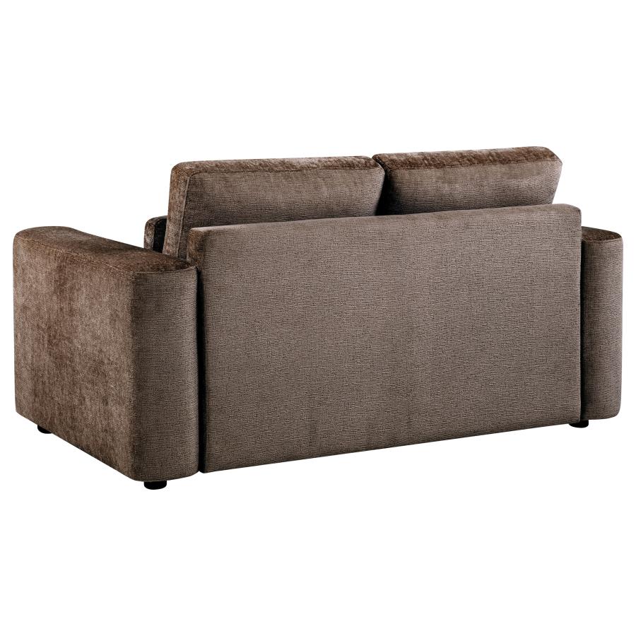 Coaster Amador 2-Pc Chocolate Chenille Fabric Sofa and Love Seat Set with Track Arms – 511234-S2