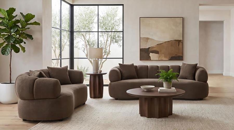 Casarin Brown Woven Fabric Sofa and Loveseat Set with Channel-Tufted Backs – 511251-S2