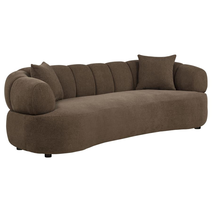 Casarin Brown Woven Fabric Sofa and Loveseat Set with Channel-Tufted Backs – 511251-S2