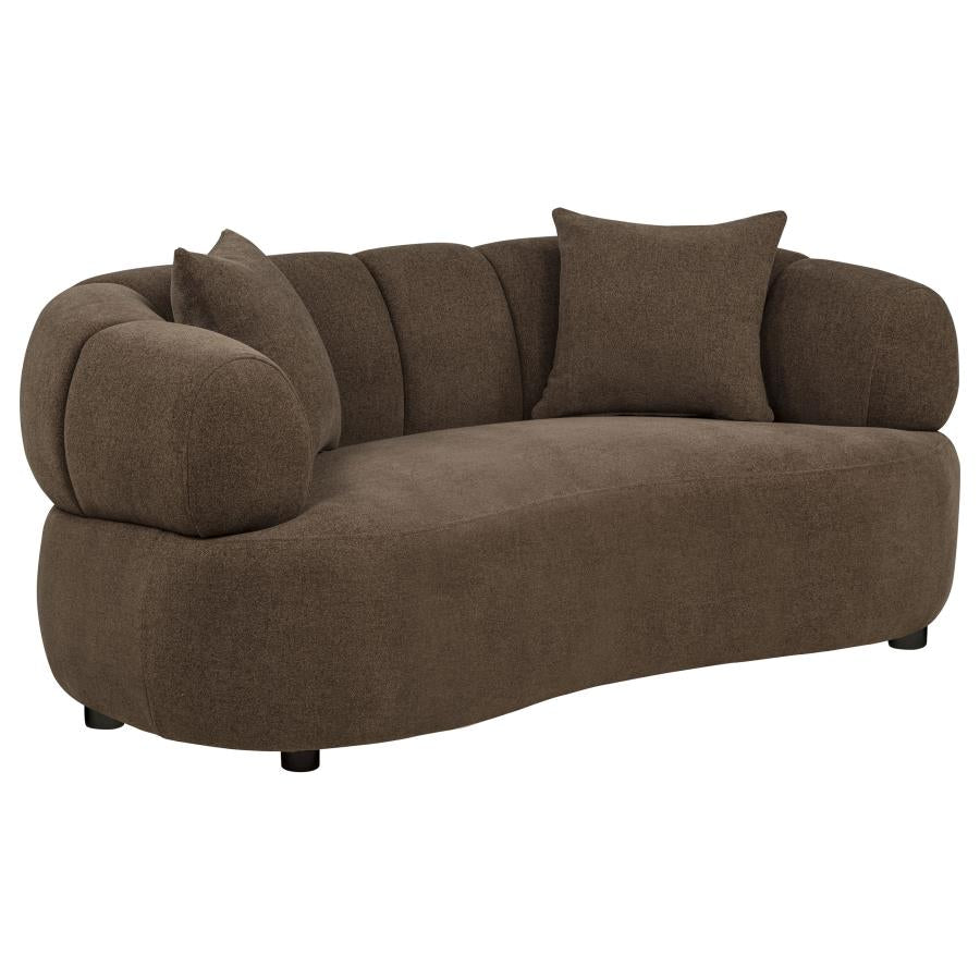 Casarin Brown Woven Fabric Sofa and Loveseat Set with Channel-Tufted Backs – 511251-S2