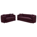 Delroy Aubergine Woven Fabric Sofa and Loveseat Set with Rounded Back and Arms – 511261-S2
