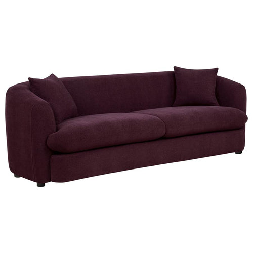 Delroy Aubergine Woven Fabric Sofa and Loveseat Set with Rounded Back and Arms – 511261-S2
