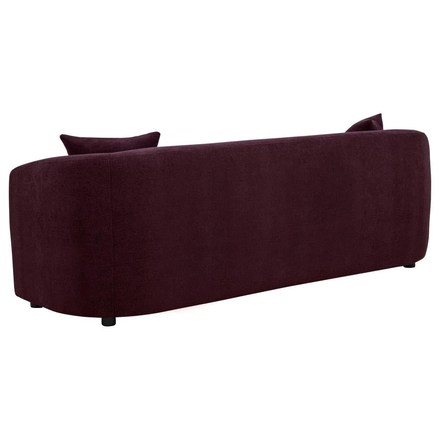 Delroy Aubergine Woven Fabric Sofa and Loveseat Set with Rounded Back and Arms – 511261-S2