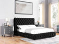 Crown mark 5112BK-K Flory black fabric upholstered button tufted headboard platform eastern king bed set
