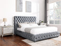Crown mark 5112GY-Q Flory grey fabric upholstered button tufted headboard platform queen bed set