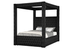 Annabelle Black Fabric Button Tufted Canopy Bed – 5114BK