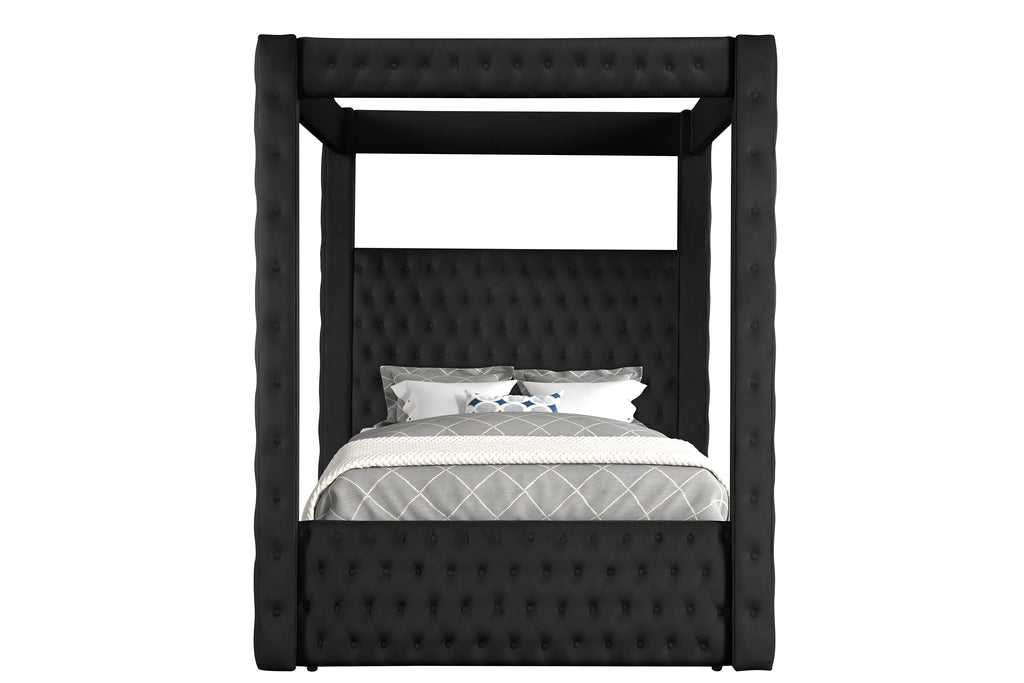 Annabelle Black Fabric Button Tufted Canopy Bed – 5114BK