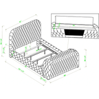 Crown Mark 5115BK Natalia black velvet fabric tufted queen bed with TV lift and built in LED Fireplace