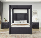 Jayla Black Fabric Button Tufted Queen Canopy Bed – 5117BK