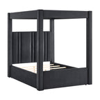 Jayla Black Fabric Button Tufted Queen Canopy Bed – 5117BK