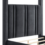Jayla Black Fabric Button Tufted Queen Canopy Bed – 5117BK
