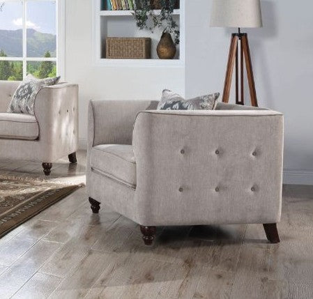 Acme 52057 Cyndi tan velvet fabric tufted accents oversized accent chair