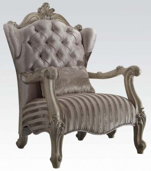 Acme 52087 Versailles bone white finish wood and ivory velvet accent chair