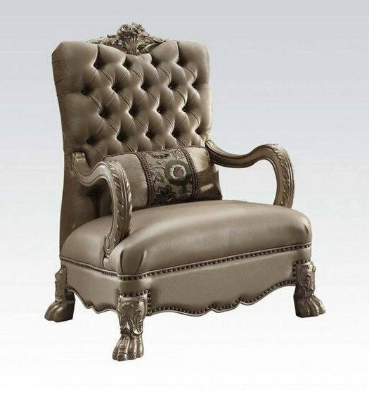 Acme 52092 Versailles gold patina finish wood bone velvet accent chair