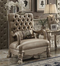 Acme 52092 Versailles gold patina finish wood bone velvet accent chair