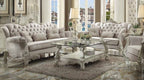 Acme 52105-06 2 pc Astoria grand diep versailles bone white finish wood ivory velvet fabric sofa and love seat set