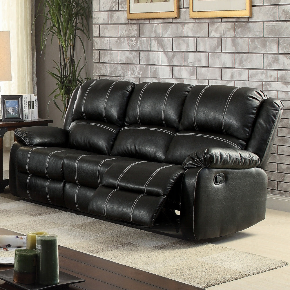 Acme LV52285-86 2 pc Zuriel black leather gel sofa and love seat set with recliner ends