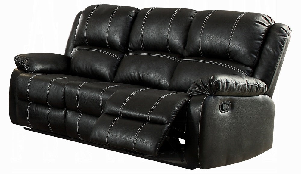 Acme LV52285-86 2 pc Zuriel black leather gel sofa and love seat set with recliner ends