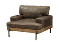 Acme 52477  Silchester distressed chocolate brown top grain leather chair with wood trim