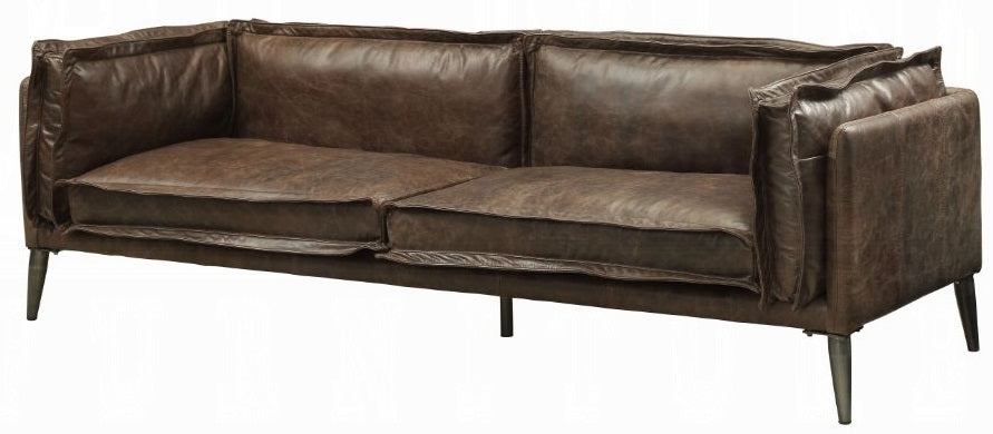 Acme 52480  17 stories diep winchester distressed espresso top grain leather sofa