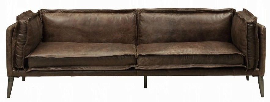 Acme 52480  17 stories diep winchester distressed espresso top grain leather sofa