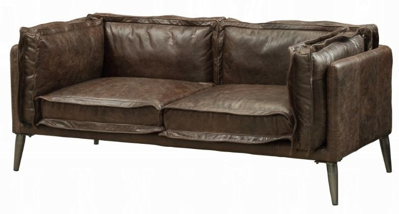 Acme 52480  17 stories diep winchester distressed espresso top grain leather sofa