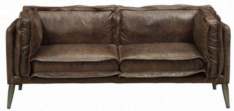 Acme 52480  17 stories diep winchester distressed espresso top grain leather sofa