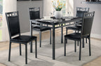 Homelegance 5275-5PC 5 pc Olney black finish frame black faux marble dining table set