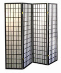 Asia Direct 530-4 World menagerie freese 4 panel rice paper center black finish room divider shoji screen