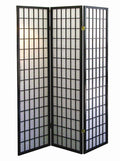 Asia Direct 530 World menagerie freese 3 panel rice paper center black finish room divider shoji screen