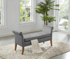 Cargo Grey Velvet Storage Bedroom Bench with Arms – 5310-GY