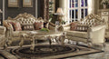 Acme 53120-21 2 pc Astoria grand bordadora vendome ii gold patina finish wood bone vinyl sofa and love seat set