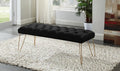 Tara Black Velvet Tufted Bedroom Entry Bench with Gold Metal Legs – 5314-BK