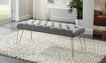 Tara Grey Velvet Tufted Bedroom Entry Bench with Gold Metal Legs – 5314-GY