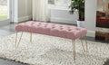 Tara Pink Velvet Tufted Bedroom Entry Bench with Gold Metal Legs – 5314-PK