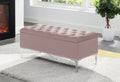 Pink Velvet Tufted Storage Bench with Chrome Metal Legs – 5315-PK