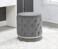 Asia Direct 5317-GY Mercer 41 crofton 18.10" High Grey velvet tufted round swivel ottoman footstool vanity stool