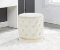 Ivory Velvet Tufted Round Swivel Ottoman Footstool & Vanity Stool – 5317-IV
