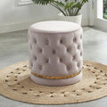 Pink Velvet Tufted Round Swivel Ottoman Footstool & Vanity Stool – 5317-PK