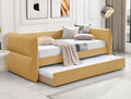 5324-GD Philipa gold tweed padded fabric upholstered twin day bed with trundle
