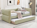 5324-GR Philipa green tweed padded fabric upholstered twin day bed with trundle