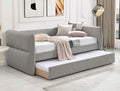 5324-LG Philipa light grey tweed padded fabric upholstered twin day bed with trundle