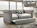 5332-DV Ellie dove fabric nail head trim twin day bed with trundle