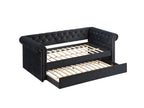 5332-BK Ellie black fabric nail head trim twin day bed with trundle
