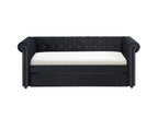 5332-BK Ellie black fabric nail head trim twin day bed with trundle