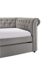 5332-DV Ellie dove fabric nail head trim twin day bed with trundle